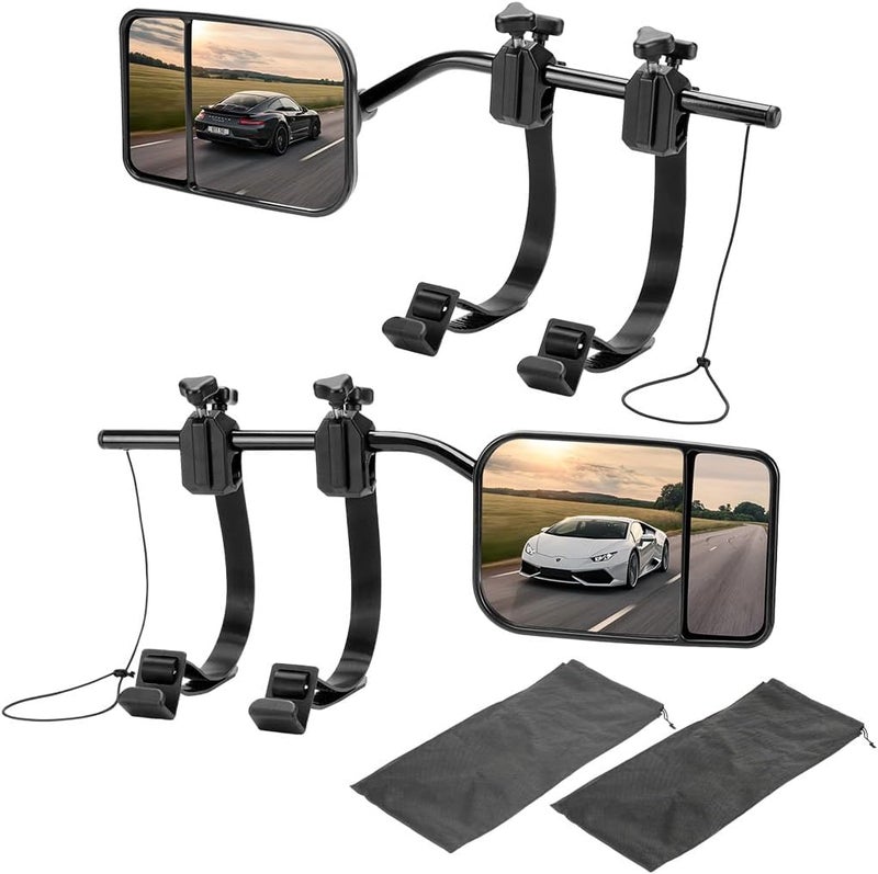 NOVCAPAR Universal Clip on Towing Mirrors Extensions for Towing, 360 Degree Adjustable Rotation Side Mirror Extenders for Towing, Convex Rearview Mirror, Tow Mirrors for Car Truck Trailer RV SUV, 2 Pack - Image 1